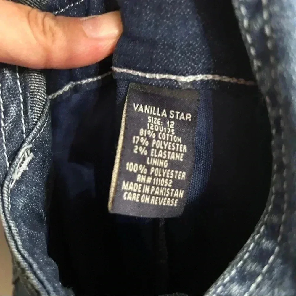 GUC Vanilla Star Girls denim overall dress. Size 12 big kid.One tiny paint stain